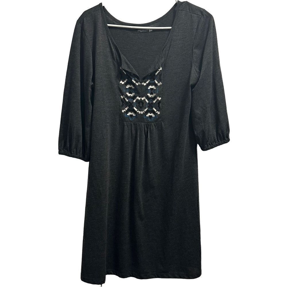 Women's Grey Embellished Short Sleeve Tunic Earthbound Size Extra Large (XL)